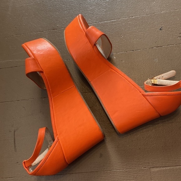 Joe fresh shoes orange platform ankle strap adjustable size 9 - Picture 5 of 7